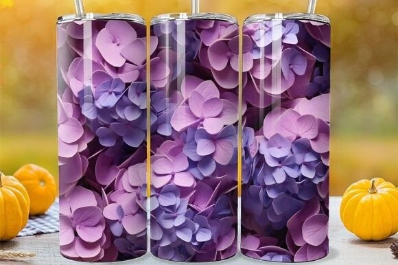 20oz Skinny Tumbler Hydrangea Digital