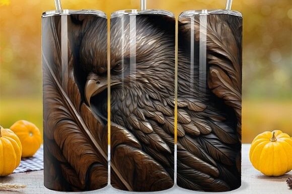 3D Bird Wood Carving Tumbler Wrap