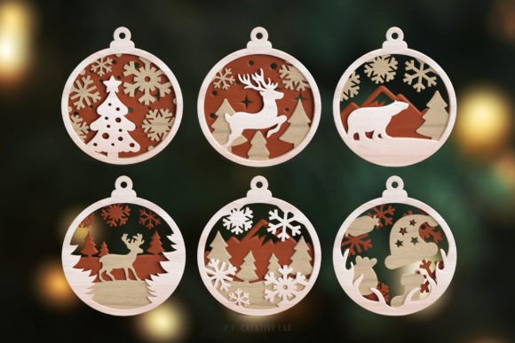 3D Christmas Tree SVG Ornament Bundle