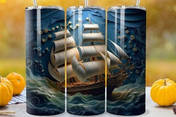 Anchors Aweigh: Transforming Everyday Hydration with 3D Nautical Pirate Ship Tumbler Wraps