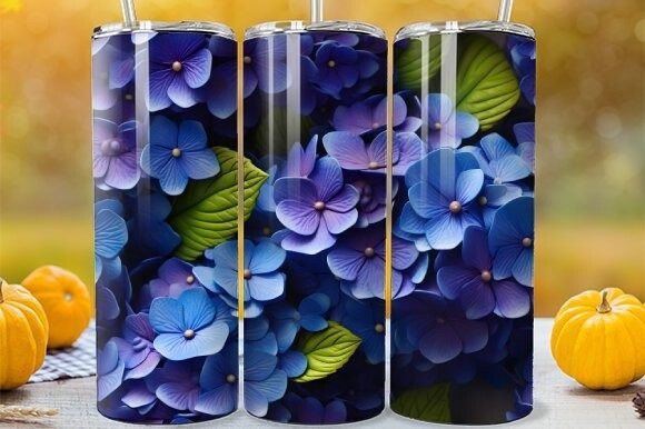 Botanical Wrap Hydrangea Tumbler Design
