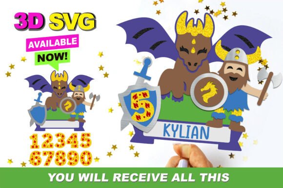 Dragon Cake Topper 3D SVG
