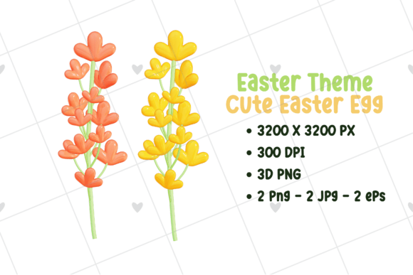 Easter Cute Flowers Deco 3D PNG EPS JPG: Elevate Your Seasonal Projects with High-Resolution Digital Art