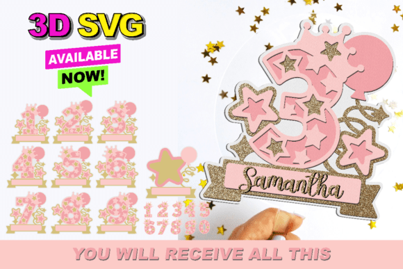 Princess Cake Topper 3D SVG