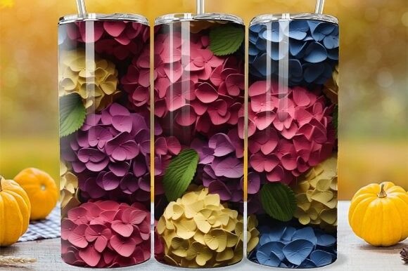 Seamless Floral Hydrangea Tumbler Wrap
