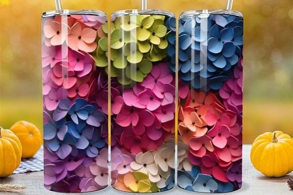 Spring Tumbler Hydrangea Floral Wrap for Modern Design