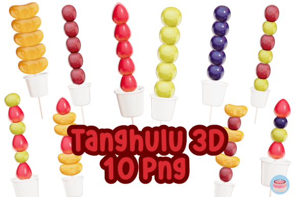 Tanghulu Fruit Stick 3D PNG Clipart for Projects